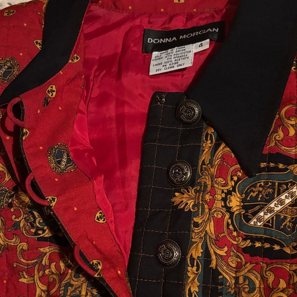 Donna Morgan Red and Black Long Sleeve Dress - Picture 5 of 7